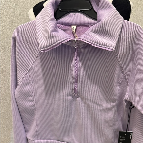 Kyodan Sweaters - Kyodan Light Purple Ribbed Quarter-Zip Pullover Women’s Small